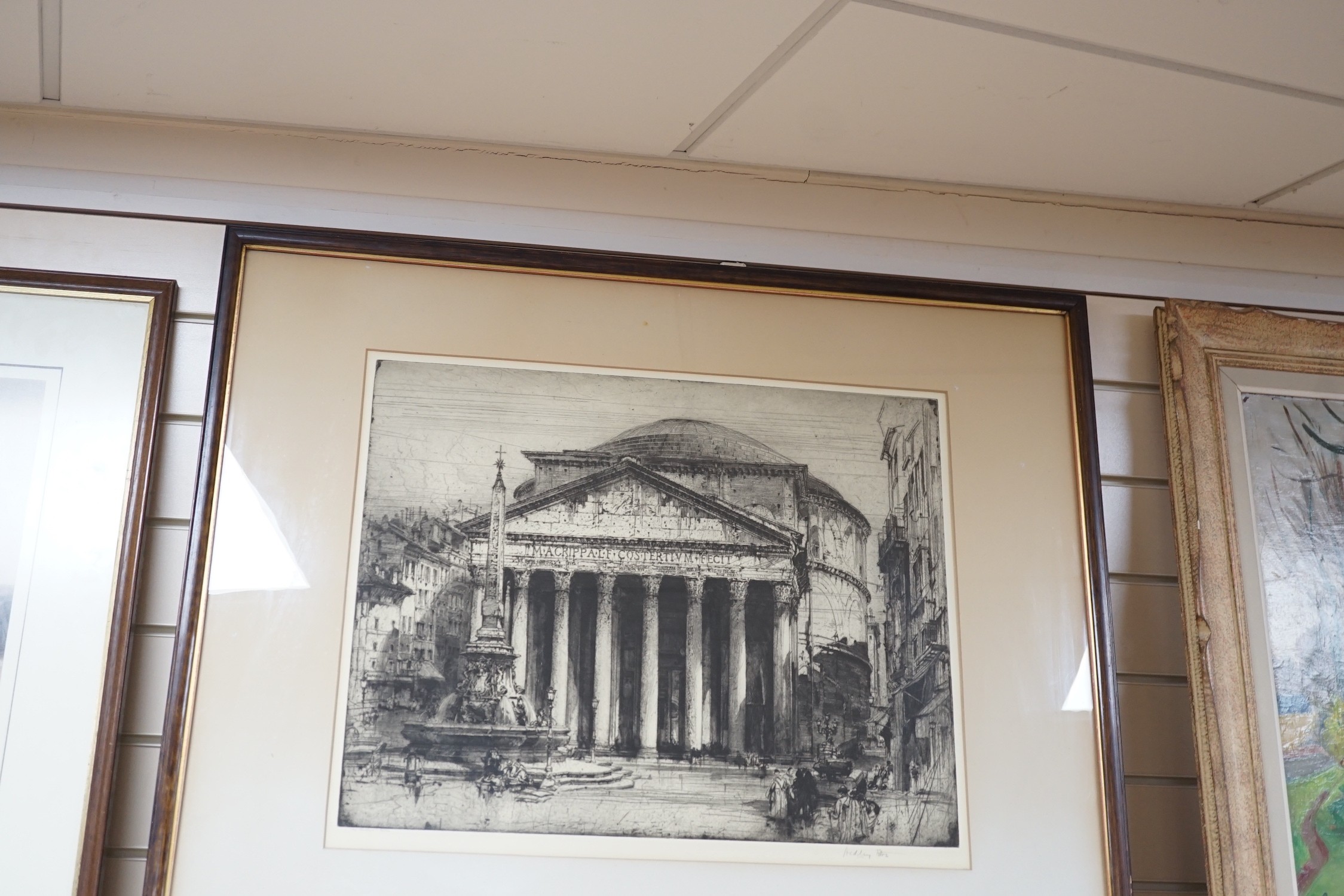 Hedley Fitton (1859-1929), drypoint etching, 'The Pantheon in Rome', signed in pencil, 44 x 55cm